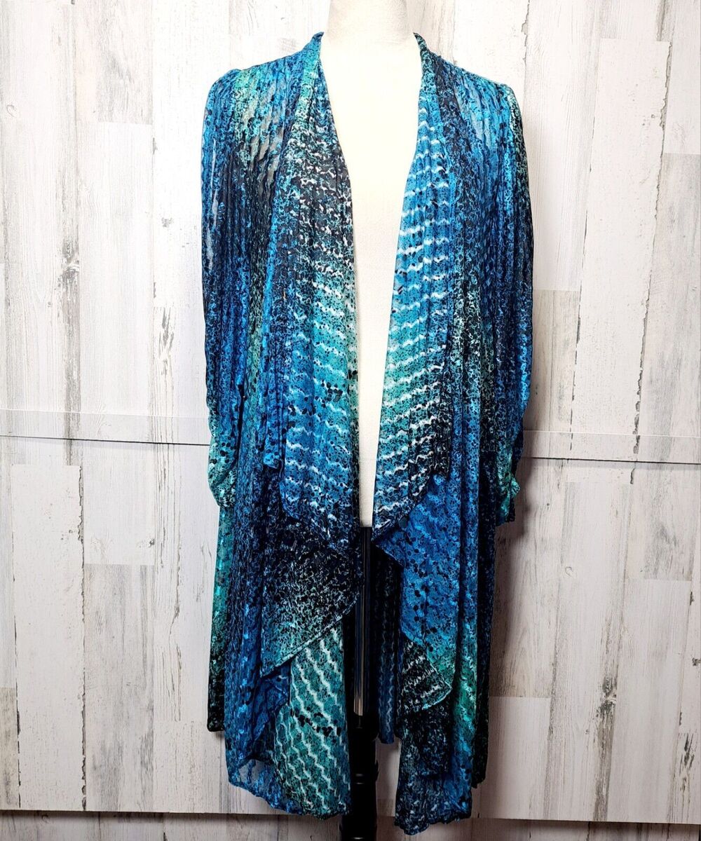 Virginie Paris Sheer Drape Open Cardigan Duster Art To Wear Women's Vintage